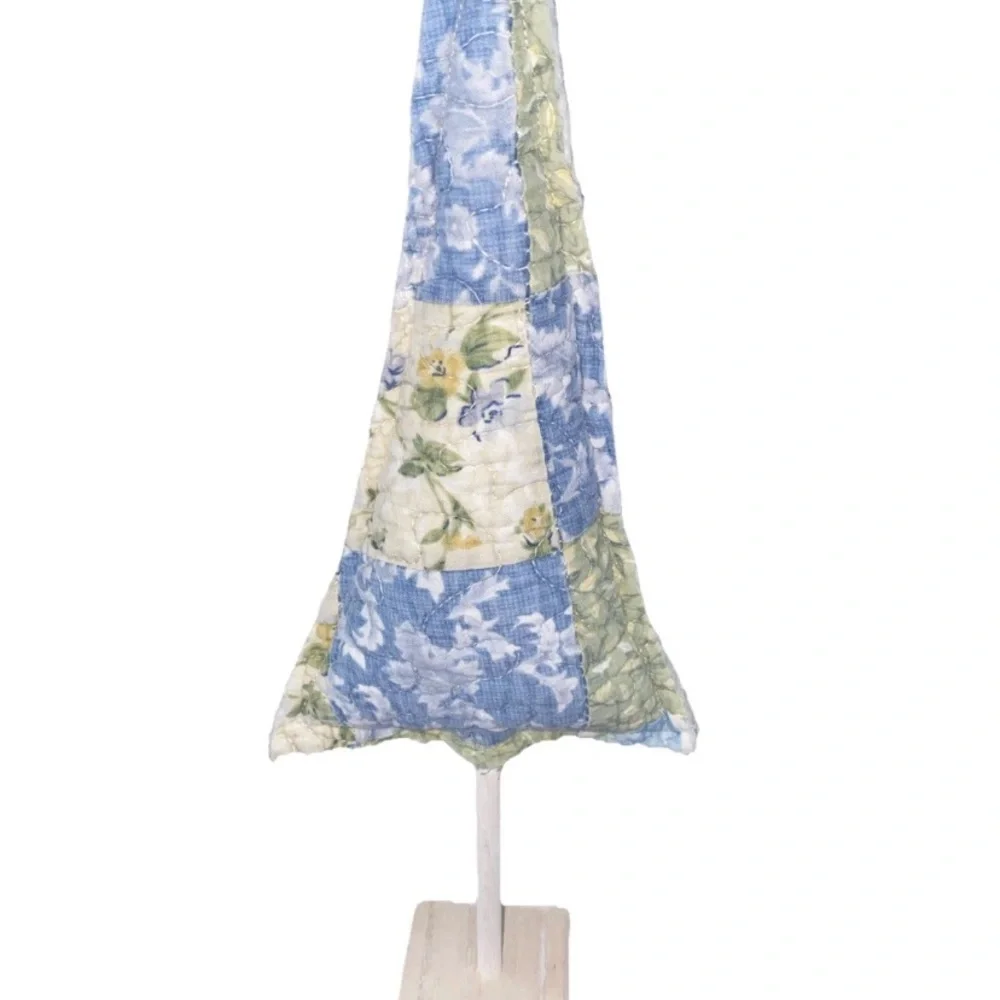 Handmade Quilted Beach Chic Cottagecore Christmas Tree Decoration 14” Blue Green